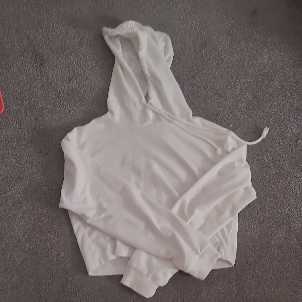 Women's Pullover White Cropped Hoodie